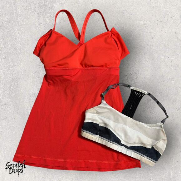 Womens Activewear Bundle Size 4 Tank Top Sports Bra Gym Yoga Workout Red Set Fit - Picture 1 of 5